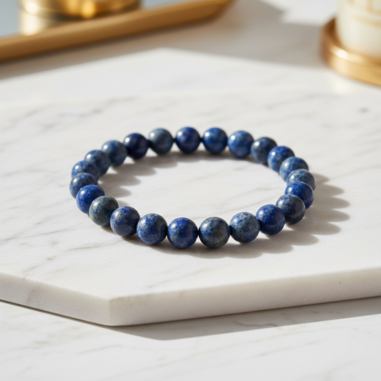 Premium Lapis Lazuli Crystal Beaded Bracelet – Elegant & Powerful
